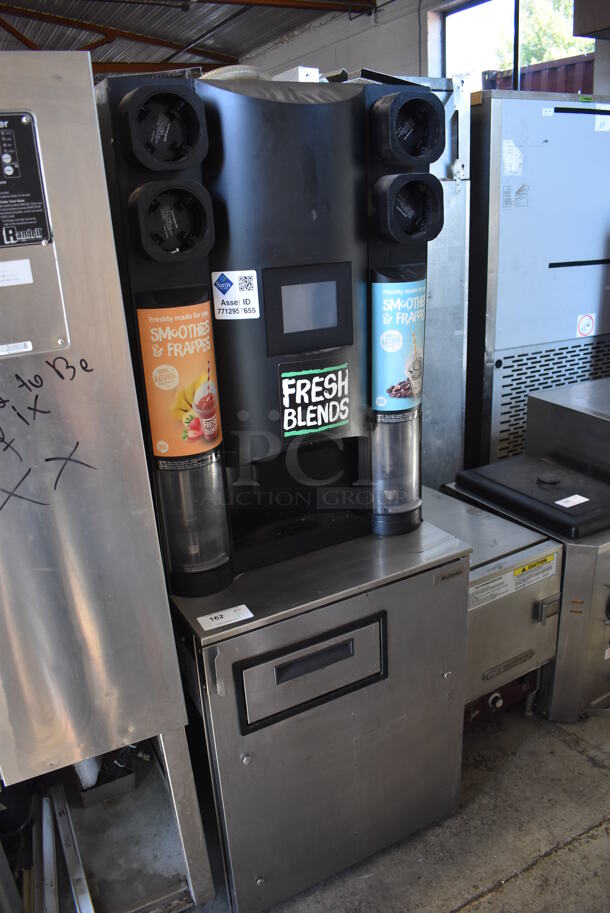 2016 Manitowoc Multiplex MB-8-1 Stainless Steel Commercial Blend In Cup Workstation on Single Door Undercounter Cooler on Commercial Casters. 115 Volts, 1 Phase. 26x34x71. Tested and Working! - Image 2 of 7