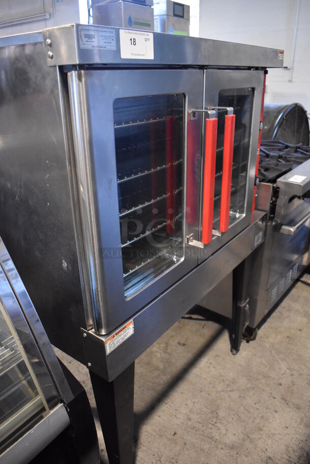 Vulcan Stainless Steel Commercial Electric Powered Full Size Convection Oven w/ View Through Doors, Metal Oven Racks and Thermostatic Controls on Metal Legs. 240 Volts, 1 or 3 Phase. 40x32x58 - Image 4 of 8