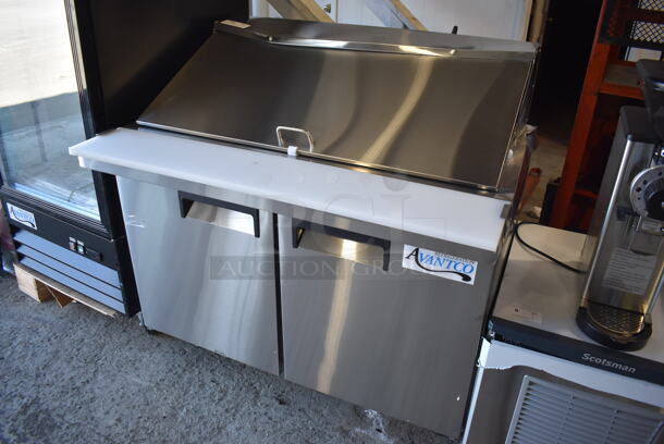BRAND NEW SCRATCH AND DENT! Avantco 178APT48MHC Stainless Steel Commercial 48" Sandwich Salad Prep Table Bain Marie Mega Top on Commercial Casters. 115 Volts, 1 Phase. 47x35x47. Tested and Working! - Image 2 of 8