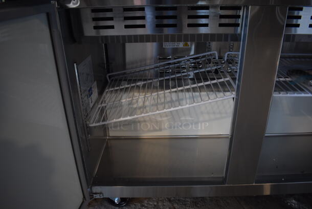BRAND NEW SCRATCH AND DENT! Avantco 178APT48MHC Stainless Steel Commercial 48" Sandwich Salad Prep Table Bain Marie Mega Top on Commercial Casters. 115 Volts, 1 Phase. 47x35x47. Tested and Working! - Image 6 of 8