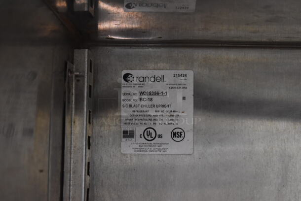 2012 Randell BC-18 Stainless Steel Commercial Floor Style Blast Chiller w/ 2 Probes. 115/230 Volts, 1 Phase. 39x36x72 - Image 5 of 6