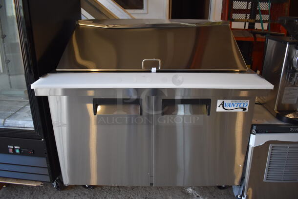 BRAND NEW SCRATCH AND DENT! Avantco 178APT48MHC Stainless Steel Commercial 48" Sandwich Salad Prep Table Bain Marie Mega Top on Commercial Casters. 115 Volts, 1 Phase. 47x35x47. Tested and Working! - Image 8 of 8
