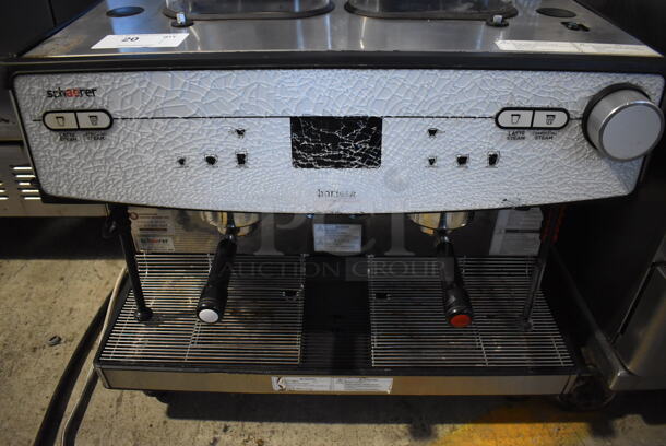 Schaerer Barista Stainless Steel Commercial Countertop 2 Group Espresso Machine w/ 2 Portafilters, 2 Steam Wands and 2 Hoppers. See Pictures For Damage To Glass Pane. 208 Volts, 1 Phase. 29x20x30 - Image 3 of 7