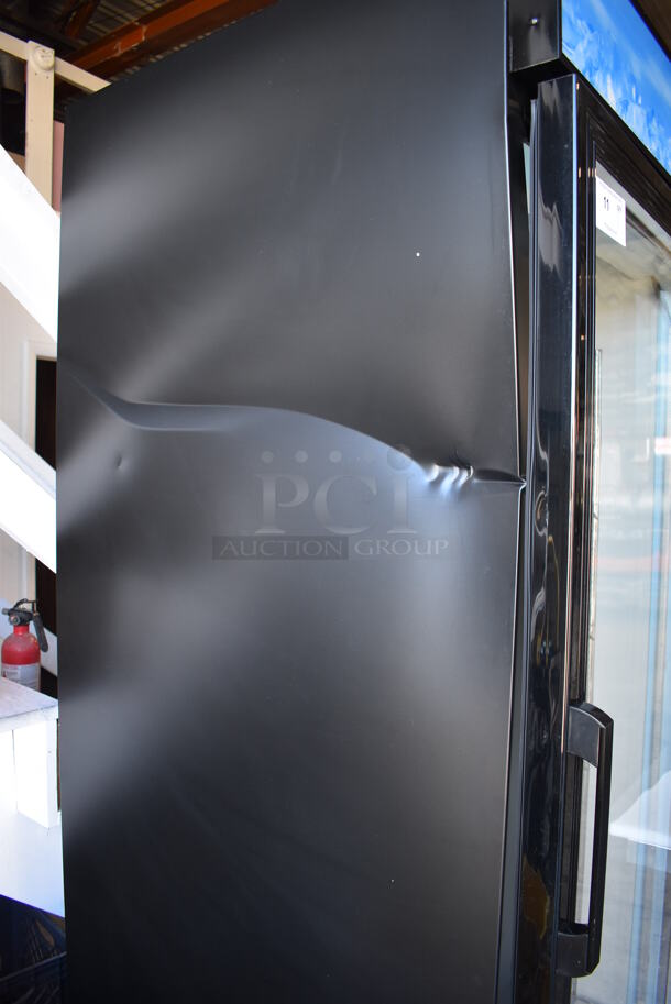 BRAND NEW SCRATCH AND DENT! Avantco 178GDC23HCB Metal Commercial Single Door Reach In Cooler Merchandiser w/ Poly Coated Racks and LED Lighting. 115 Volts, 1 Phase. 28x32x83. Tested and Working! - Image 8 of 8