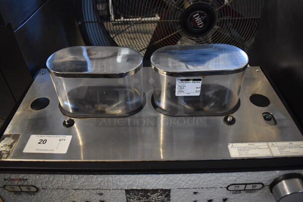 Schaerer Barista Stainless Steel Commercial Countertop 2 Group Espresso Machine w/ 2 Portafilters, 2 Steam Wands and 2 Hoppers. See Pictures For Damage To Glass Pane. 208 Volts, 1 Phase. 29x20x30 - Image 4 of 7