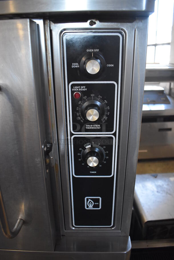 2 Blodgett Stainless Steel Commercial Natural Gas Powered Half Size Convection Oven w/ View Through Doors, Metal Oven Racks and Thermostatic Controls on Commercial Casters. 30x25x67. 2 Times Your Bid! - Image 4 of 8