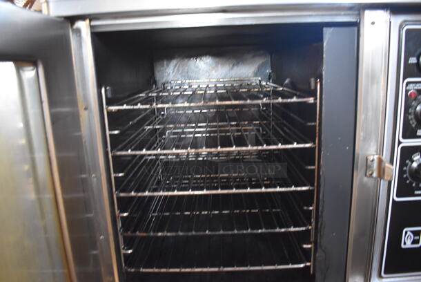 2 Blodgett Stainless Steel Commercial Natural Gas Powered Half Size Convection Oven w/ View Through Doors, Metal Oven Racks and Thermostatic Controls on Commercial Casters. 30x25x67. 2 Times Your Bid! - Image 5 of 8