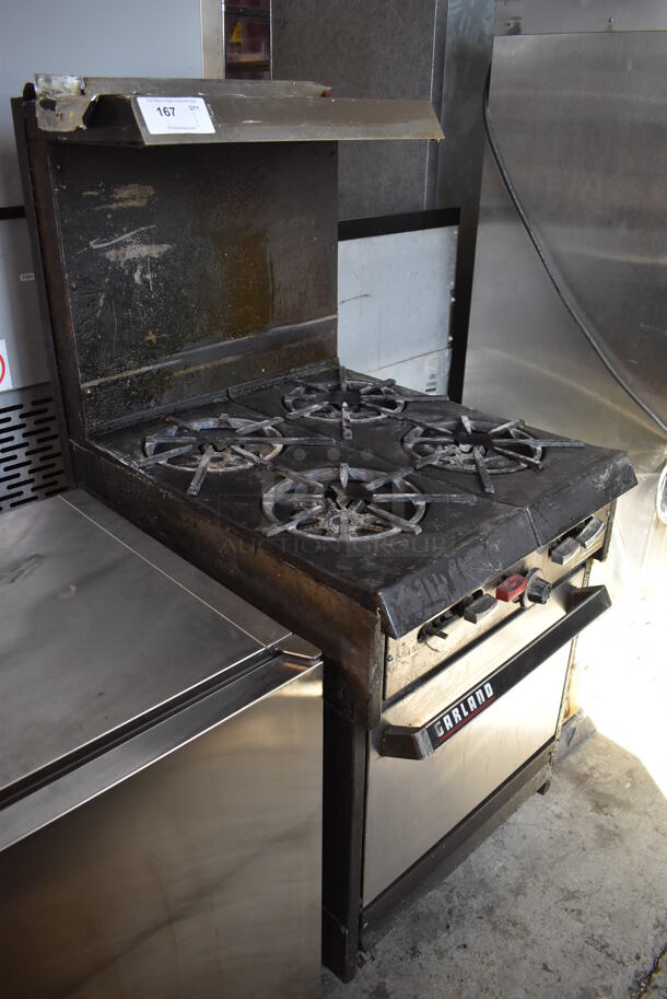 Garland Metal Commercial Natural Gas Powered 4 Burner Range w/ Oven, Over Shelf and Back Splash. 24x32x59.5 - Image 6 of 6