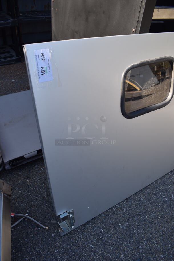 BRAND NEW SCRATCH AND DENT! Curtron Service-Pro Series 30 Double Aluminum Swinging Traffic Door. Goes GREAT w/ Lot 182! 35x2.5x82 - Image 2 of 5