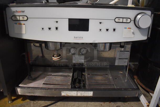 Schaerer Barista Stainless Steel Commercial Countertop 2 Group Espresso Machine w/ Portafilter, 2 Steam Wands. Missing Hoppers. 208 Volts, 1 Phase. 29x20x25 - Image 4 of 6
