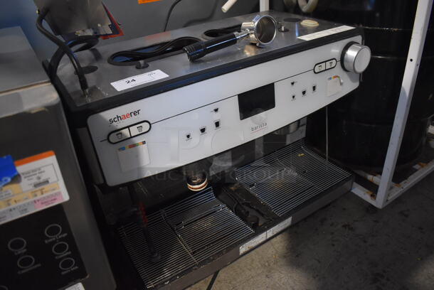 Schaerer Barista Stainless Steel Commercial Countertop 2 Group Espresso Machine w/ Portafilter, 2 Steam Wands. Missing Hoppers. 208 Volts, 1 Phase. 29x20x25 - Image 5 of 6