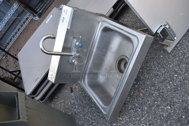 Stainless Steel Commercial Single Bay Wall Mount Sink w/ Faucet and Handles. 17x16x23 - Image 2 of 4