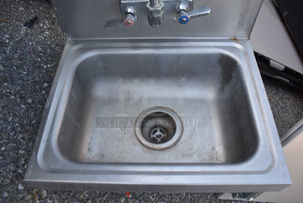 Stainless Steel Commercial Single Bay Wall Mount Sink w/ Faucet and Handles. 17x16x23 - Image 3 of 4