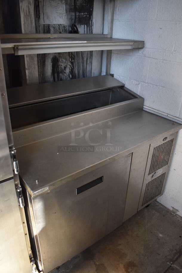 Randell 8148NM Stainless Steel Commercial Pizza Prep Table w/ 2 Over Shelves on Commercial Casters. 115 Volts, 1 Phase. 48x34x72. Tested and Powers On But Does Not Get Cold - Image 4 of 6