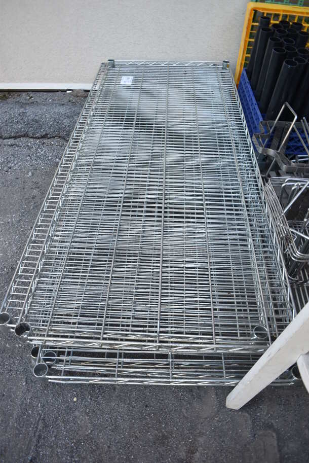 ALL ONE MONEY! Lot of 6 Chrome Finish Wire Shelves. 60x24x1.5 - Image 2 of 3