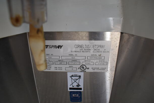 Cornelius Jetspray EJ1 Metal Commercial Countertop Refrigerated Beverage Machine. 120 Volts, 1 Phase. 17x20x28. Tested and Powers On But Does Not Get Cold - Image 4 of 5