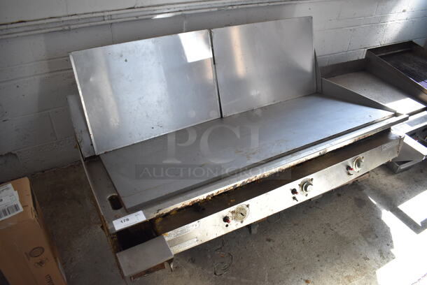 Keating 60BFLD Stainless Steel Commercial Countertop Natural Gas Powered Chrome Top Flat Top Griddle w/ Thermostatic Controls. 61x32x33 - Image 4 of 6