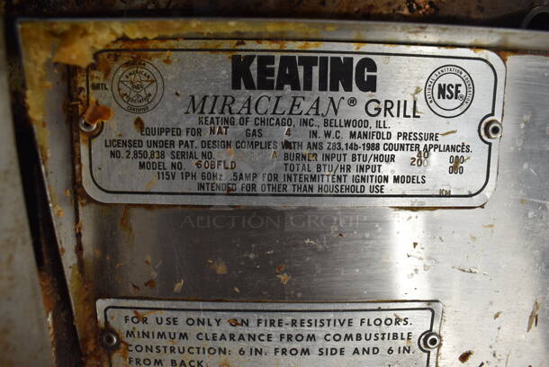 Keating 60BFLD Stainless Steel Commercial Countertop Natural Gas Powered Chrome Top Flat Top Griddle w/ Thermostatic Controls. 61x32x33 - Image 6 of 6