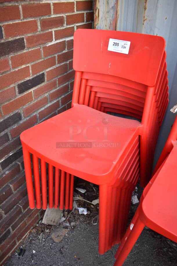 8 Red Poly Dining Height Chairs. 18x20x32.5. 8 Times Your Bid! - Image 2 of 3