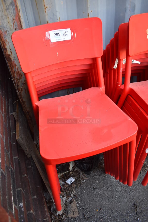 8 Red Poly Dining Height Chairs. 18x20x32.5. 8 Times Your Bid! - Image 3 of 3