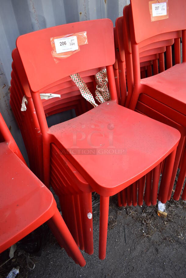 8 Red Poly Dining Height Chairs. 18x20x32.5. 8 Times Your Bid! - Image 2 of 3