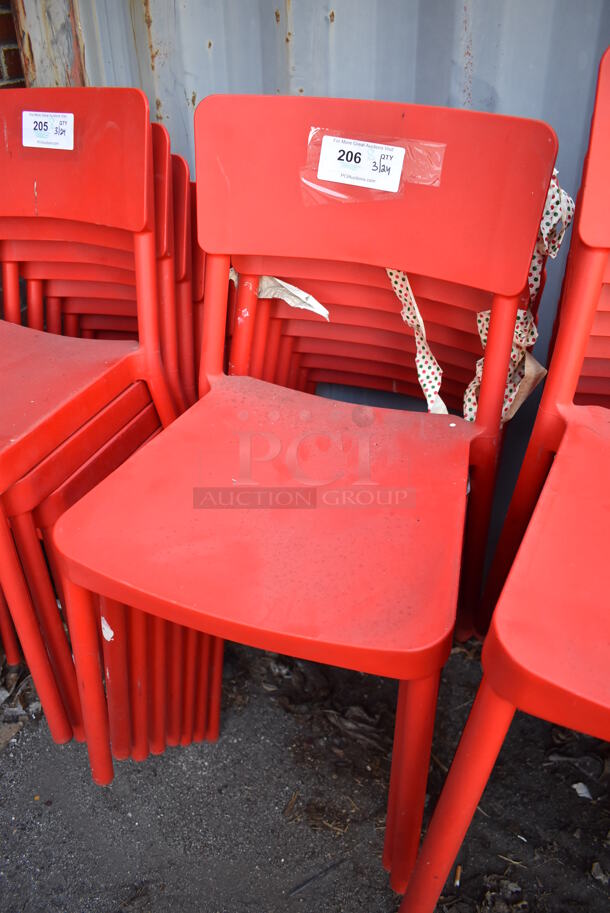 8 Red Poly Dining Height Chairs. 18x20x32.5. 8 Times Your Bid! - Image 3 of 3