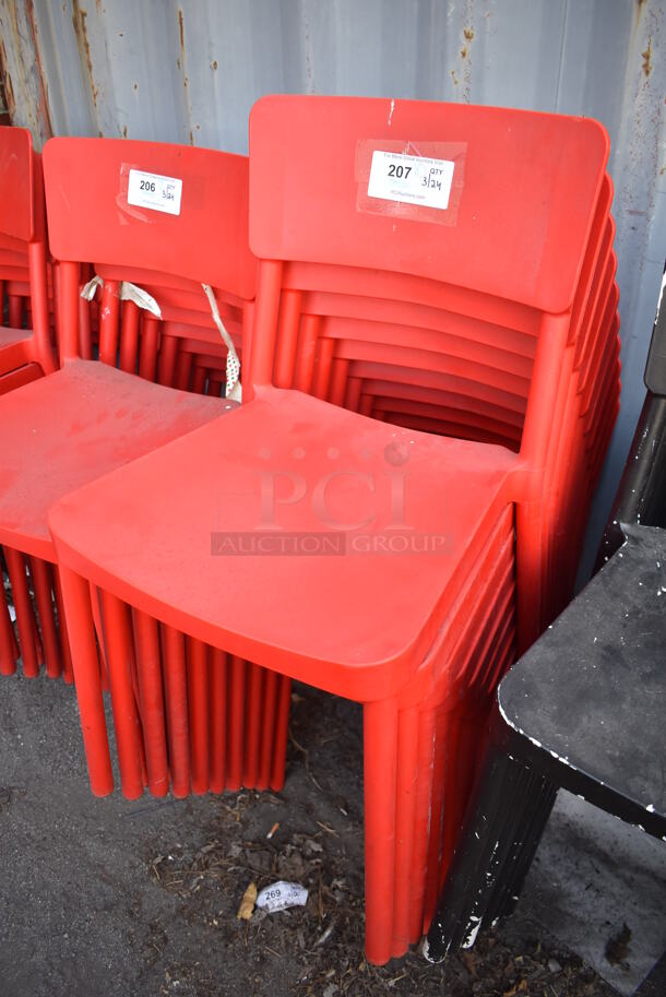 10 Red Poly Dining Height Chairs. 18x20x32.5. 10 Times Your Bid! - Image 2 of 3