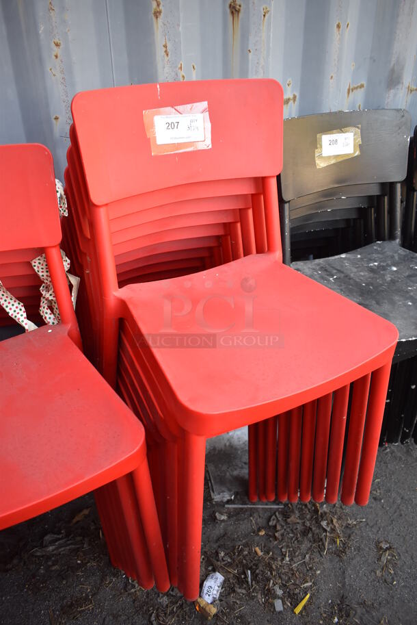 10 Red Poly Dining Height Chairs. 18x20x32.5. 10 Times Your Bid! - Image 3 of 3