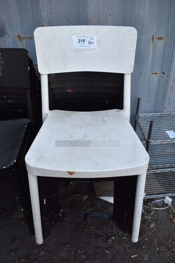 10 Poly Dining Height Chairs; 9 Black and 1 White. 18x20x32.5. 10 Times Your Bid!