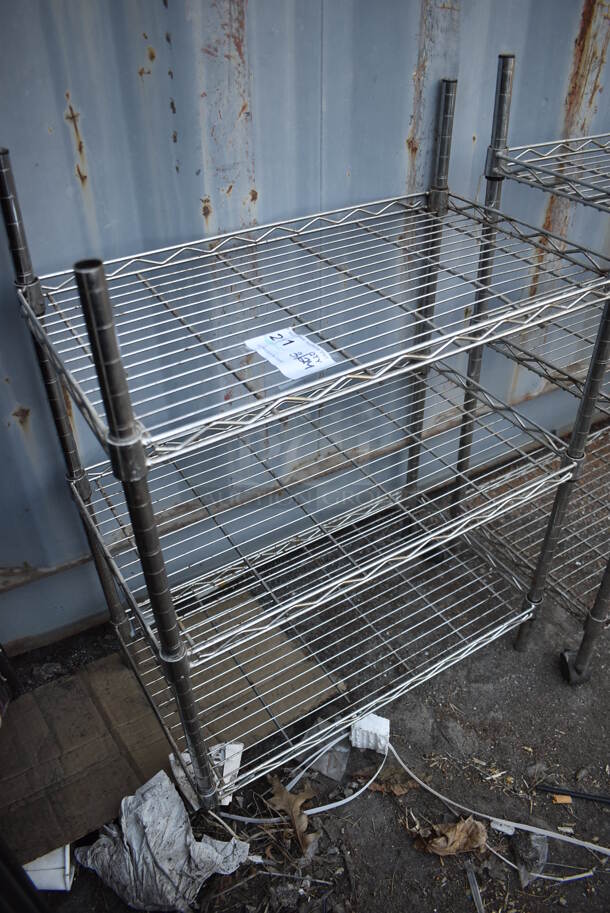 Chrome Finish 3 Tier Wire Shelving Unit. BUYER MUST DISMANTLE. PCI CANNOT DISMANTLE FOR SHIPPING. PLEASE CONSIDER FREIGHT CHARGES. 23x13x31 - Image 2 of 3
