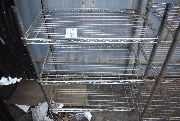 Chrome Finish 3 Tier Wire Shelving Unit. BUYER MUST DISMANTLE. PCI CANNOT DISMANTLE FOR SHIPPING. PLEASE CONSIDER FREIGHT CHARGES. 23x13x31 - Image 3 of 3