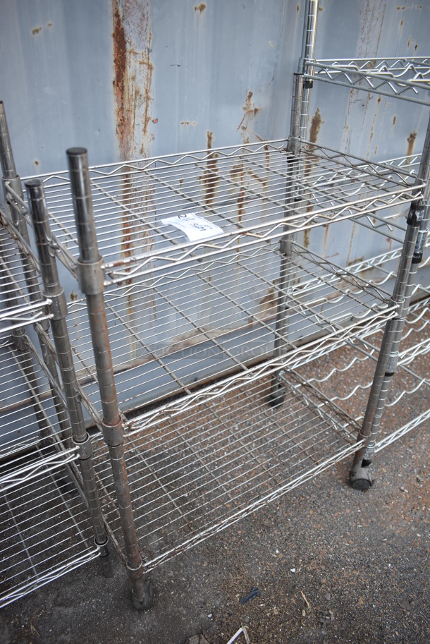 Chrome Finish 3 Tier Wire Shelving Unit. BUYER MUST DISMANTLE. PCI CANNOT DISMANTLE FOR SHIPPING. PLEASE CONSIDER FREIGHT CHARGES. 23x13x33.5 - Image 2 of 3