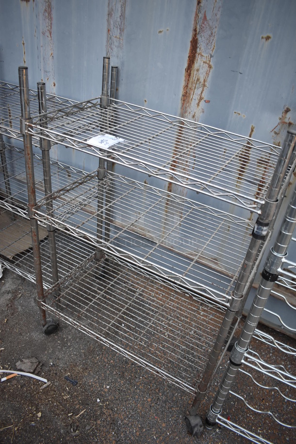 Chrome Finish 3 Tier Wire Shelving Unit. BUYER MUST DISMANTLE. PCI CANNOT DISMANTLE FOR SHIPPING. PLEASE CONSIDER FREIGHT CHARGES. 23x13x33.5 - Image 3 of 3