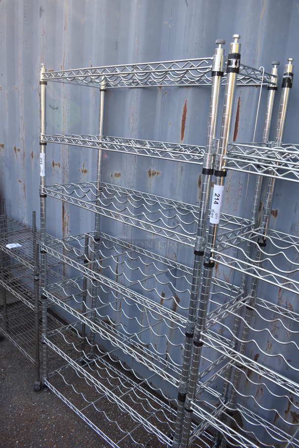Chrome Finish 7 Tier Wire Wine Bottle Shelving Unit. BUYER MUST DISMANTLE. PCI CANNOT DISMANTLE FOR SHIPPING. PLEASE CONSIDER FREIGHT CHARGES. 36x14x65 - Image 4 of 4