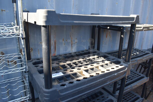 2 Black Poly Shelving Units; Two Tier and Three Tier. 36x24x21, 36x24x38. 2 Times Your Bid!  - Image 2 of 3
