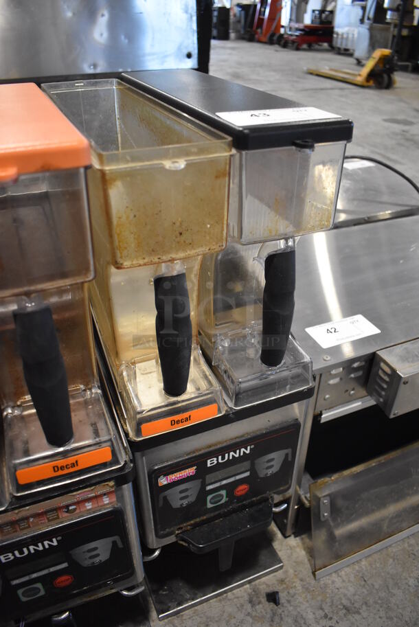 2013 Bunn MHG Stainless Steel Commercial Countertop 2 Hopper Coffee Bean Grinder w/ Metal Brew Basket. Missing 1 Lid. 120 Volts, 1 Phase. 9x17x29. Tested and Working! - Image 3 of 6
