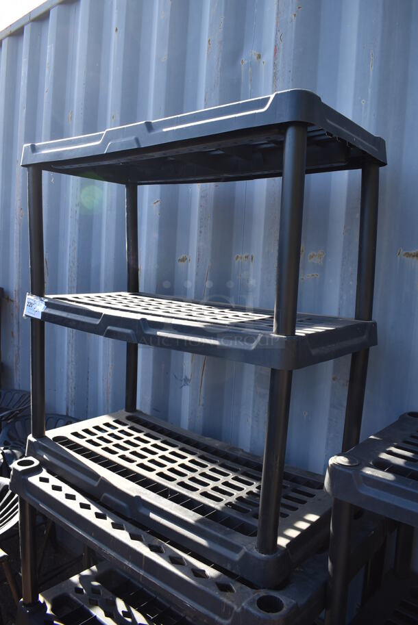 2 Black Poly Shelving Units; Two Tier and Three Tier. 36x18x36, 36x24x39. 2 Times Your Bid! - Image 2 of 3