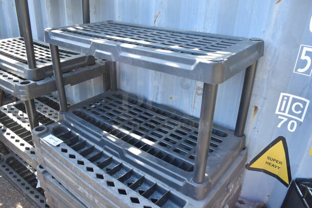 Black Poly 2 Tier Shelving Unit and 12 Various Black Poly Shelves. 36x18x20. Includes 36x24x3 - Image 2 of 3