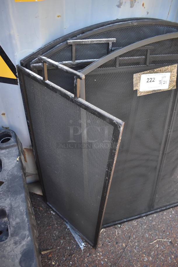 3 Black Metal Mesh Fire Place Guards. Closed: 26x1x31. 3 Times Your Bid! - Image 3 of 5