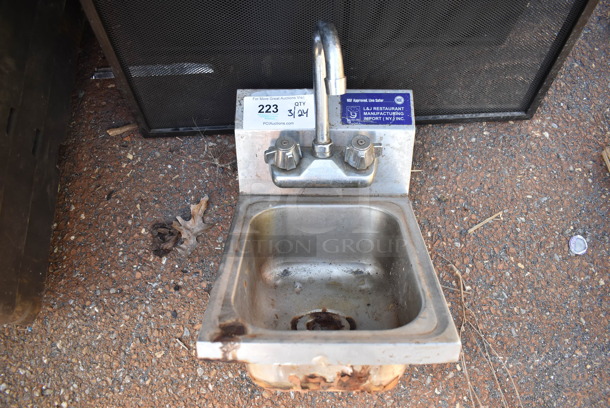 Stainless Steel Commercial Single Bay Wall Mount Sink w/ Faucet and Handles. 10x14x18  - Image 1 of 4