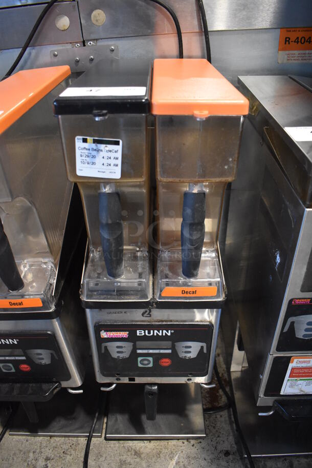 2011 Bunn MHG Stainless Steel Commercial Countertop 2 Hopper Coffee Bean Grinder w/ Metal Brew Basket. 120 Volts, 1 Phase. 9x17x29. Tested and Does Not Power On - Image 1 of 8