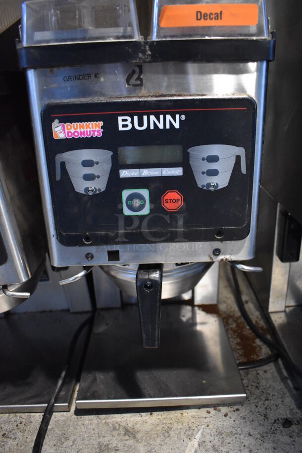 2011 Bunn MHG Stainless Steel Commercial Countertop 2 Hopper Coffee Bean Grinder w/ Metal Brew Basket. 120 Volts, 1 Phase. 9x17x29. Tested and Does Not Power On - Image 4 of 8