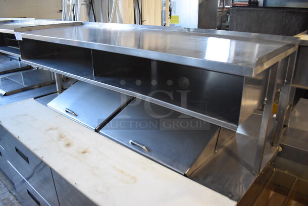 Delfield Stainless Steel Commercial Sandwich Salad Prep Table Bain Marie Mega Top w/ 4 Drawers and Over Shelf on Commercial Casters. 115 Volts, 1 Phase. 64x32x57. Tested and Working! - Image 4 of 9