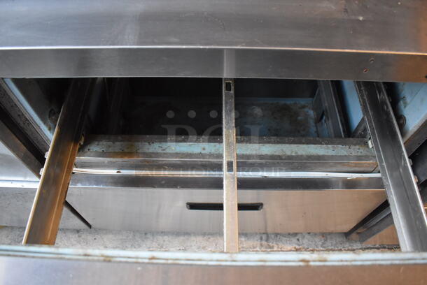 ALL ONE MONEY! Lot of 2 Delfield Stainless Steel Commercial Prep Table w/ 2 Drawers Connected w/ an Over Shelf. 115 Volts, 1 Phase. 64.5x34x55. Tested and Powers On But Does Not Get Cold - Image 8 of 10