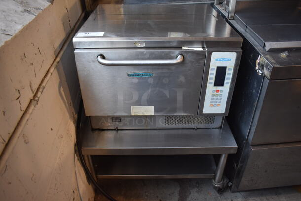 Turbochef NGC Stainless Steel Commercial Countertop Electric Powered Rapid Cook Oven on Stainless Steel Equipment Stand w/ Commercial Casters. Missing 2 Casters. 208/240 Volts, 1 Phase. 30x30x37 - Image 2 of 9