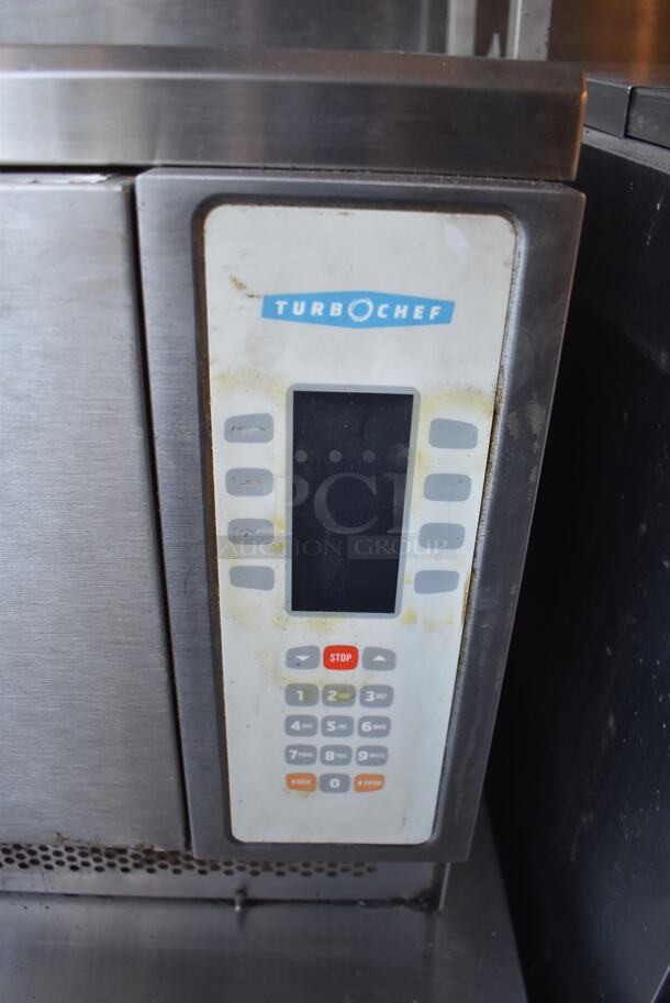 Turbochef NGC Stainless Steel Commercial Countertop Electric Powered Rapid Cook Oven on Stainless Steel Equipment Stand w/ Commercial Casters. Missing 2 Casters. 208/240 Volts, 1 Phase. 30x30x37 - Image 8 of 9