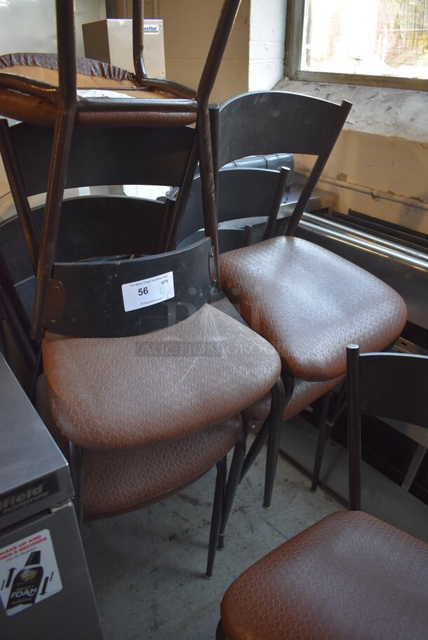4 Dark Brown Metal Dining Chairs w/ Brown Woven Pattern Seat Cushion. Stock Picture - Cosmetic Condition May Vary. 17x17x32. 4 Times Your Bid! - Image 5 of 5