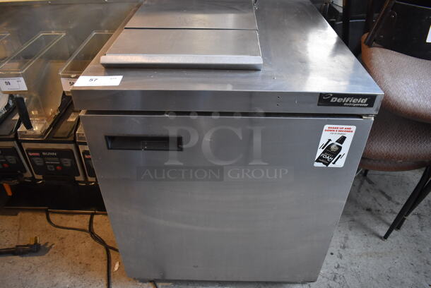 Delfield UC4427M-6M-DD1 Stainless Steel Commercial Prep Table on Commercial Casters. 115 Volts, 1 Phase. 27x32x36. Tested and Working!