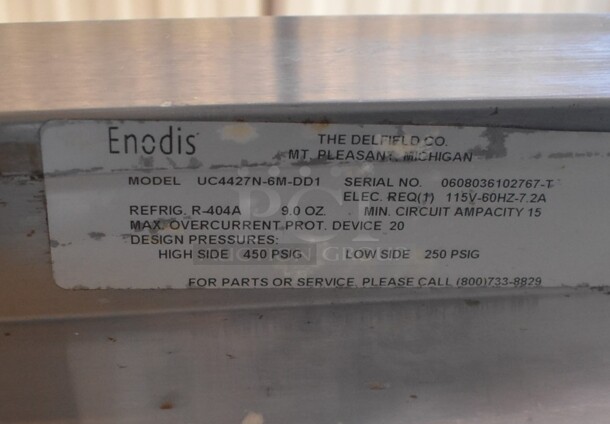 Delfield UC4427M-6M-DD1 Stainless Steel Commercial Prep Table on Commercial Casters. 115 Volts, 1 Phase. 27x32x36. Tested and Working! - Image 6 of 6
