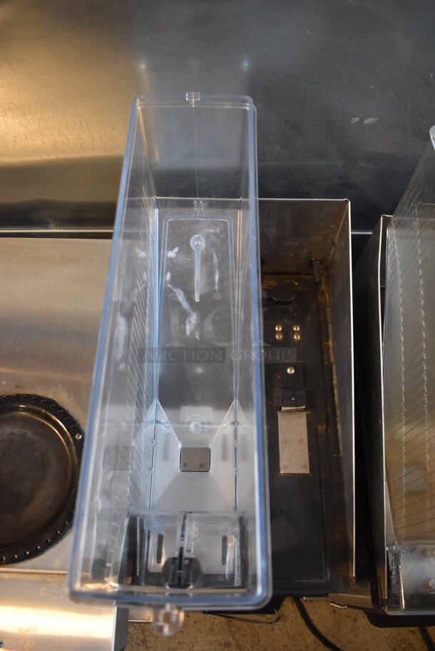 Bunn MHG Stainless Steel Commercial Countertop 2 Hopper Coffee Bean Grinder w/ Metal Brew Basket. Missing 1 Hopper and 2 Lids. 120 Volts, 1 Phase. 9x17x29. Tested and Working! - Image 5 of 6